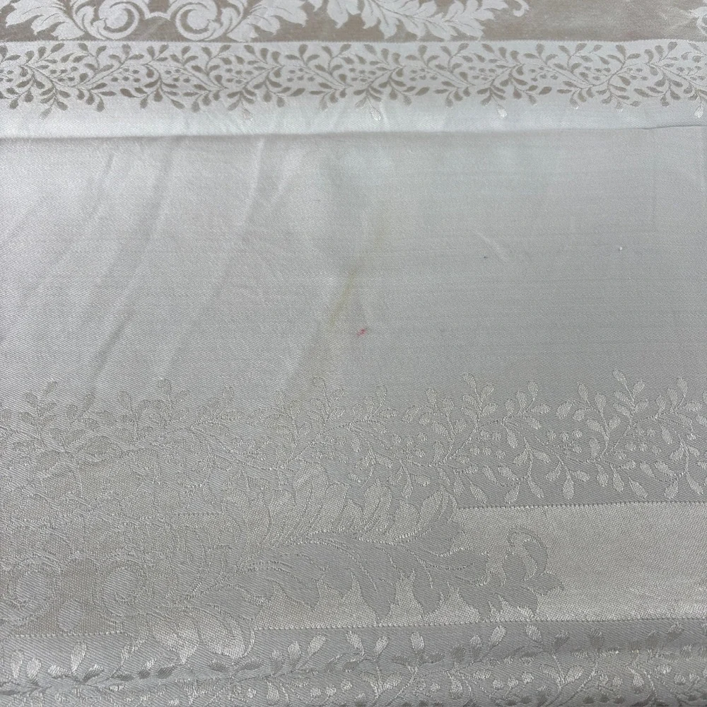 Silver Damask Tablecloth and 12 Matching Napkins Set Floral Jacquard Rectangular